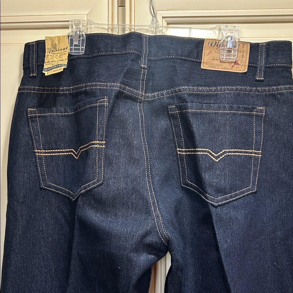 Vintage Genes Men's Deep Indigo Slim Straight Jeans - Picture 5 of 6